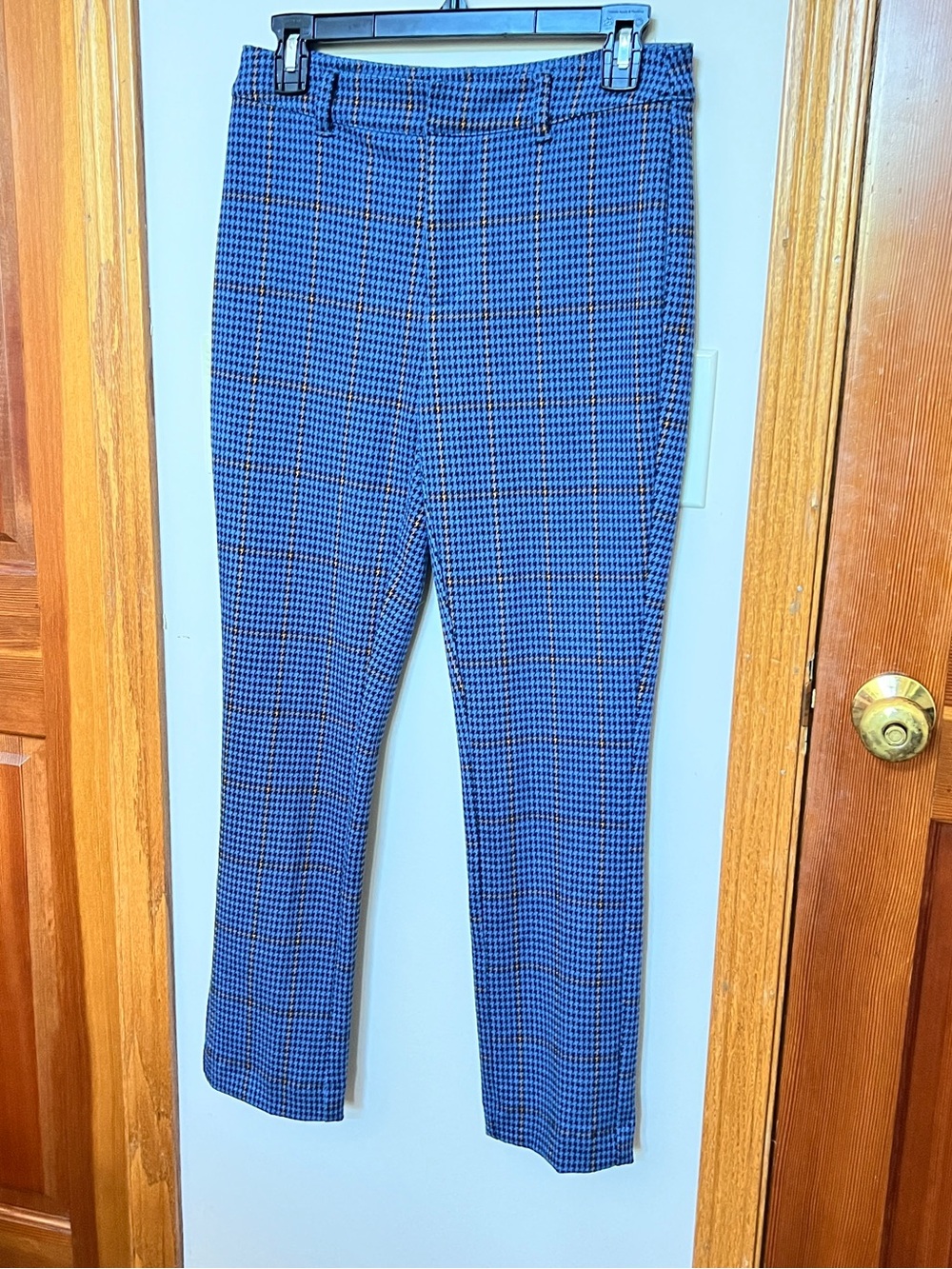 Free People Size 2 Blue Houndstooth Plaid Dress Pants Ankle Trousers